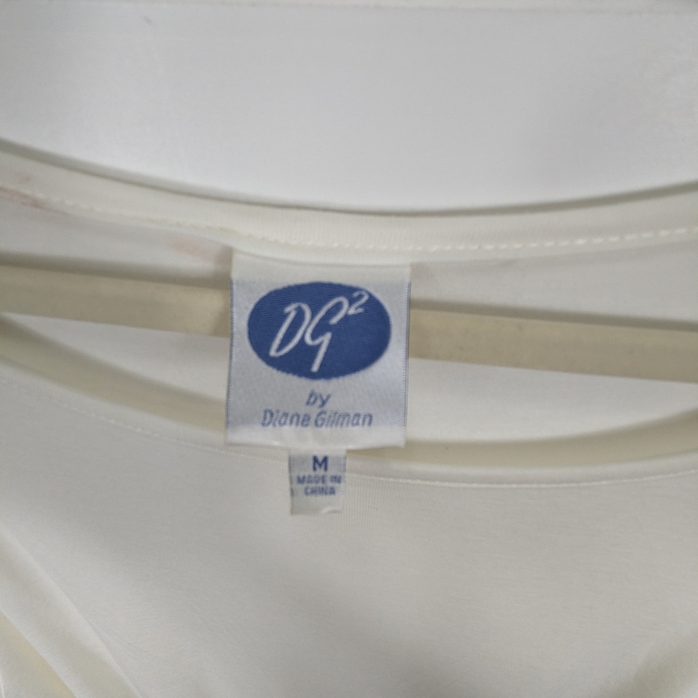 DG2 Diane Gillman Boat Neck 3/4 Sleeve Banded Top M - Picture 4 of 6
